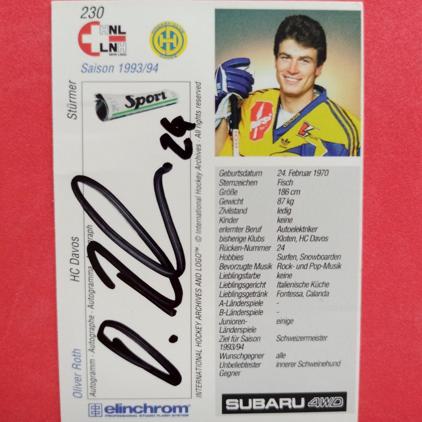 Autografi: Oliver Roth - HCD - 1993/94 - AUTOGRAMM – Usato da Dübendorf venduto da kb86_MOVIE