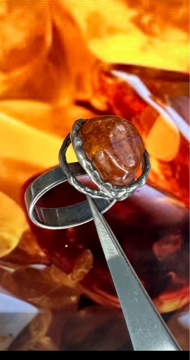 Ringe: Silberring Bernstein Gr. 54 Vintage Unikat Schmuck – Gebraucht aus Untersiggenthal von Jaymoni 1
