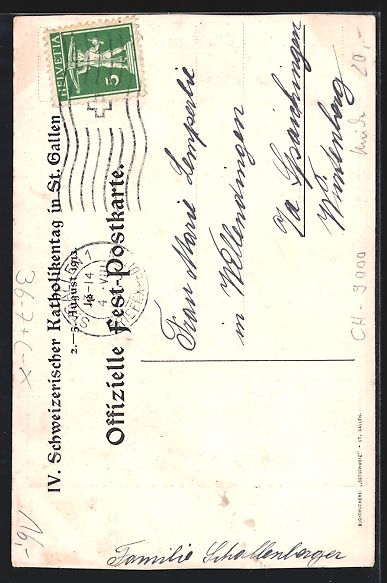 Cartoline postali: St. Gallen, IV. Schweizer Katholikentag  – Usato da Berlin venduto da bartko-reher 1