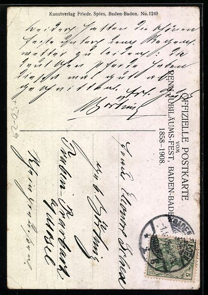 Cartoline postali: Baden-Baden, Renn-Jubiläums-Fest 1908,  – Usato da Berlin venduto da bartko-reher 1