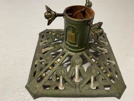 antiker Guss Christbaumständer Engel und Glocken um 1900