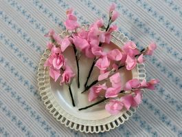 Freesien rosa Stoffblumen VINTAGE handgefertigt