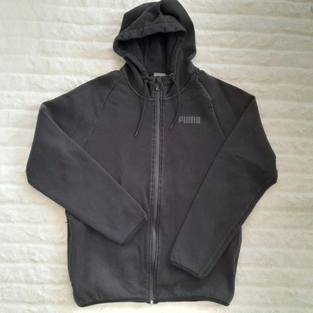 Puma zippé à capuche gris, taille L, parfait pour l'automne
