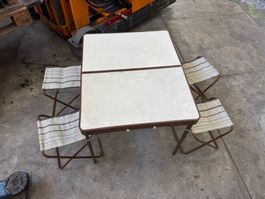 Klapptisch mit 4 Stühlen, Vintage Camping-Set, Top!