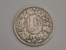 1 Fr. Helvetia 1877 Silbermünze
