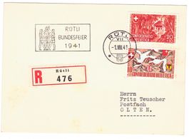 Carte R. de Rütli cachet S227 pour Olten le 1.VIII.41