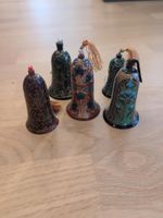 5 Vintage wahrscheinlich Pappmaché-Glocken – handbemalt