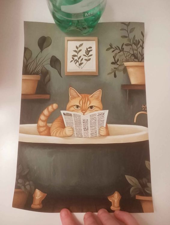 Posters & Illustrations: Chat relaxant: affiche sur toile chat dans son bain! – Neuf (Voir description) à Lausanne par hel_t5v7