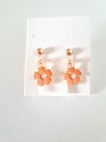 Süsse Ohrclips Ohrhänger Blume apricot goldfarben Clip NEU