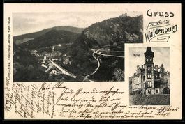 AK Waldenburg, Ortsansicht und Villa