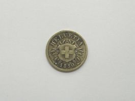 Schweizer Münze, 5 Rappen, Jahrgang 1850 BB, sehr selten