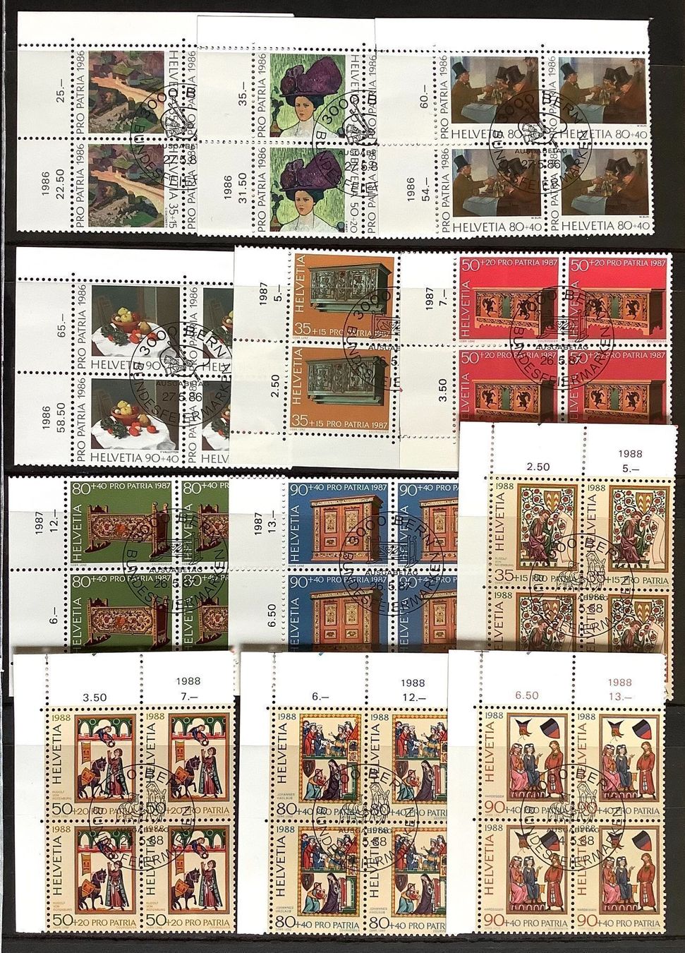 Tutti i francobolli: PP- 1986 -1988 Viereblock - Luxus ET – Nuovo (secondo la descrizione) da Liestal venduto da Pep3