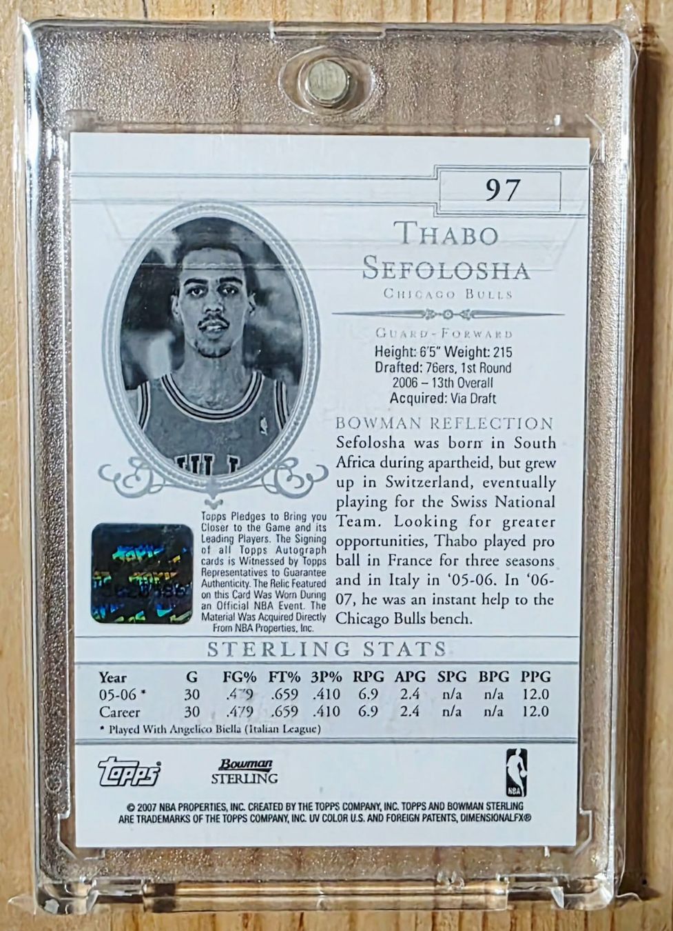 Topps Sammelbilder & Trading cards: Topps- Chicago Bulls - Thabo Sefolosha Patch SIGNED – Gebraucht aus Arzier-Le Muids von SmellyCat 1