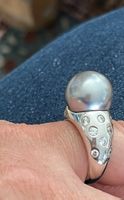 Silberring mit künstlicher Perle, Modeschmuck