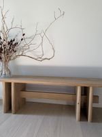 Solid oak wood bench - Japandi style