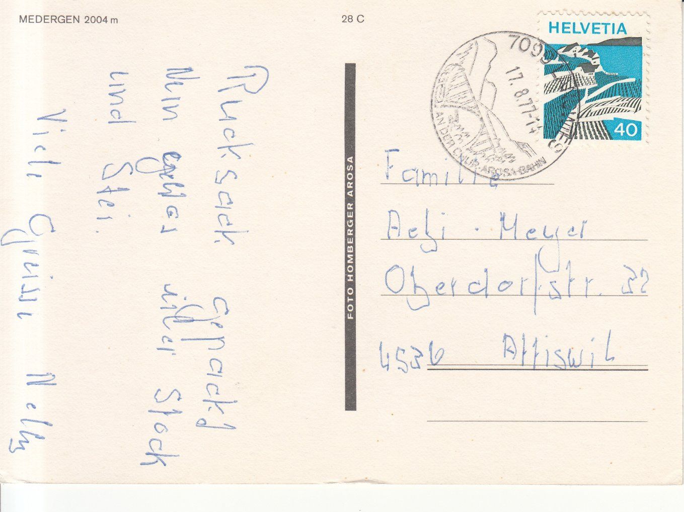 Cartoline postali: Medergen 1977 – Usato da Bürglen TG venduto da StampGraf 1