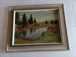Gemälde Antik mit Holzrahmen