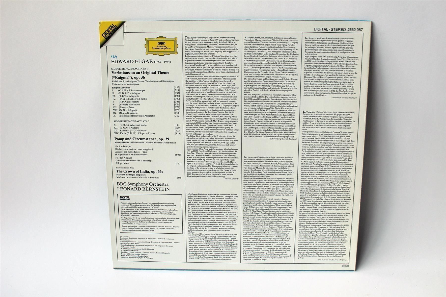 Grafica & Litografie: EDWARD ELGAR: Enigma Variations – Usato da Bern venduto da vinyl-heaven 3