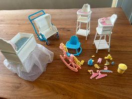 Barbie Babyzimmer Kinderwagen Wiege Hochstuhl