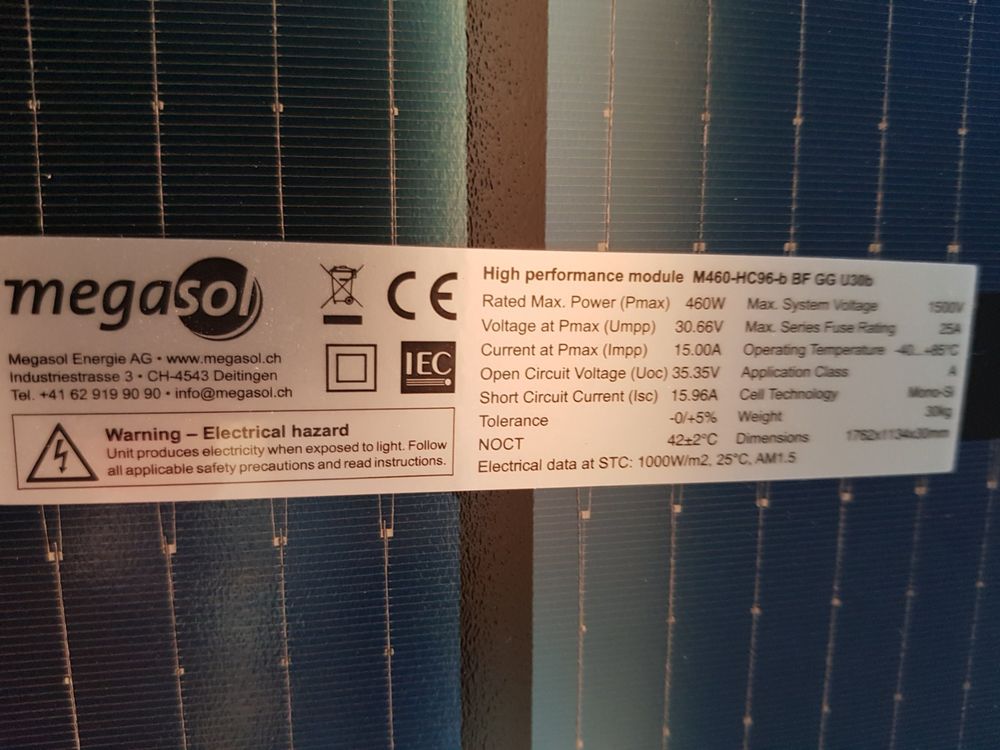 Megasol M460-HC96-B BF GG U30B Solarmodul, 460W, Neu! (Neu (gemäss ...