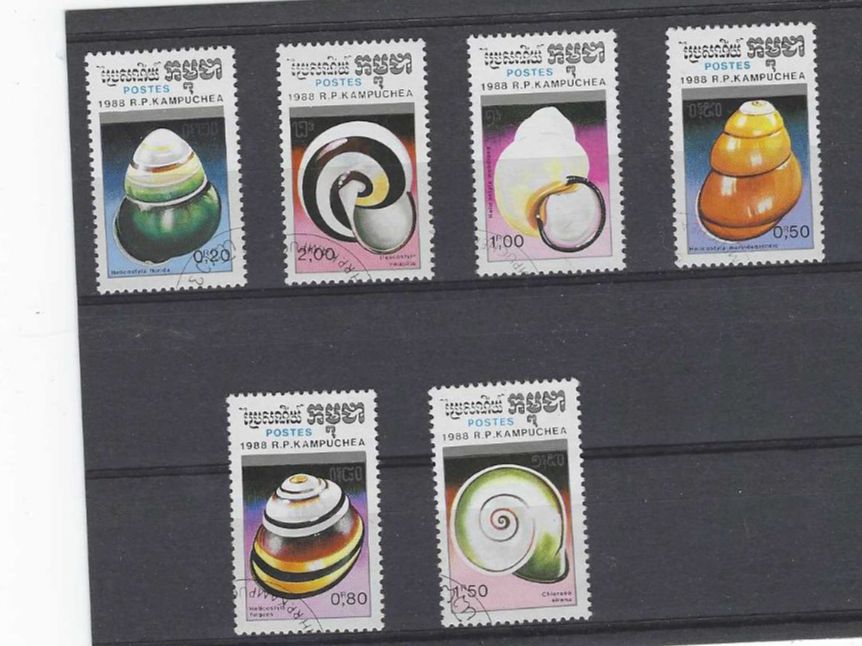 Tutti i francobolli: KAMBODSCHA 1988 GEST. LANDSCHNECKEN – Usato da Dintikon venduto da bonita099
