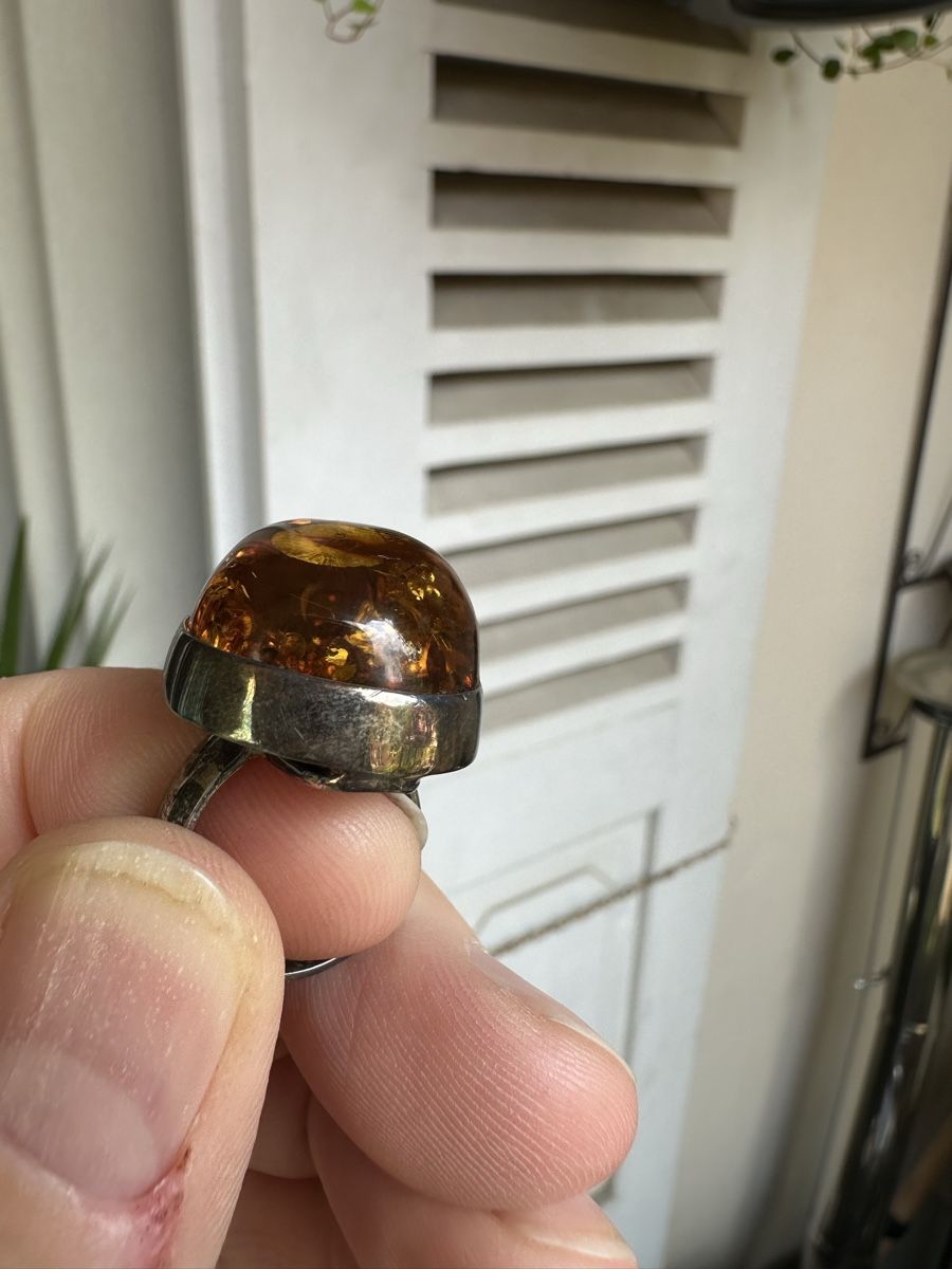 Ringe: Bernstein Ring Grösse ca 53w  silber  – Gebraucht aus Bern von womiman
