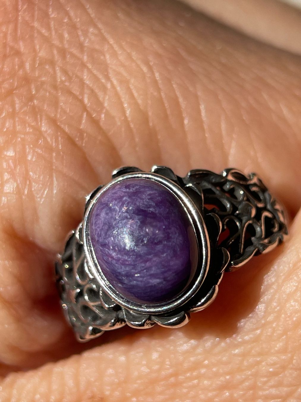 Anelli: Vintage-Ring mit Charoit Verstellbar – Nuovo e nell'imballaggio originale da Schiers venduto da sisikristall 6