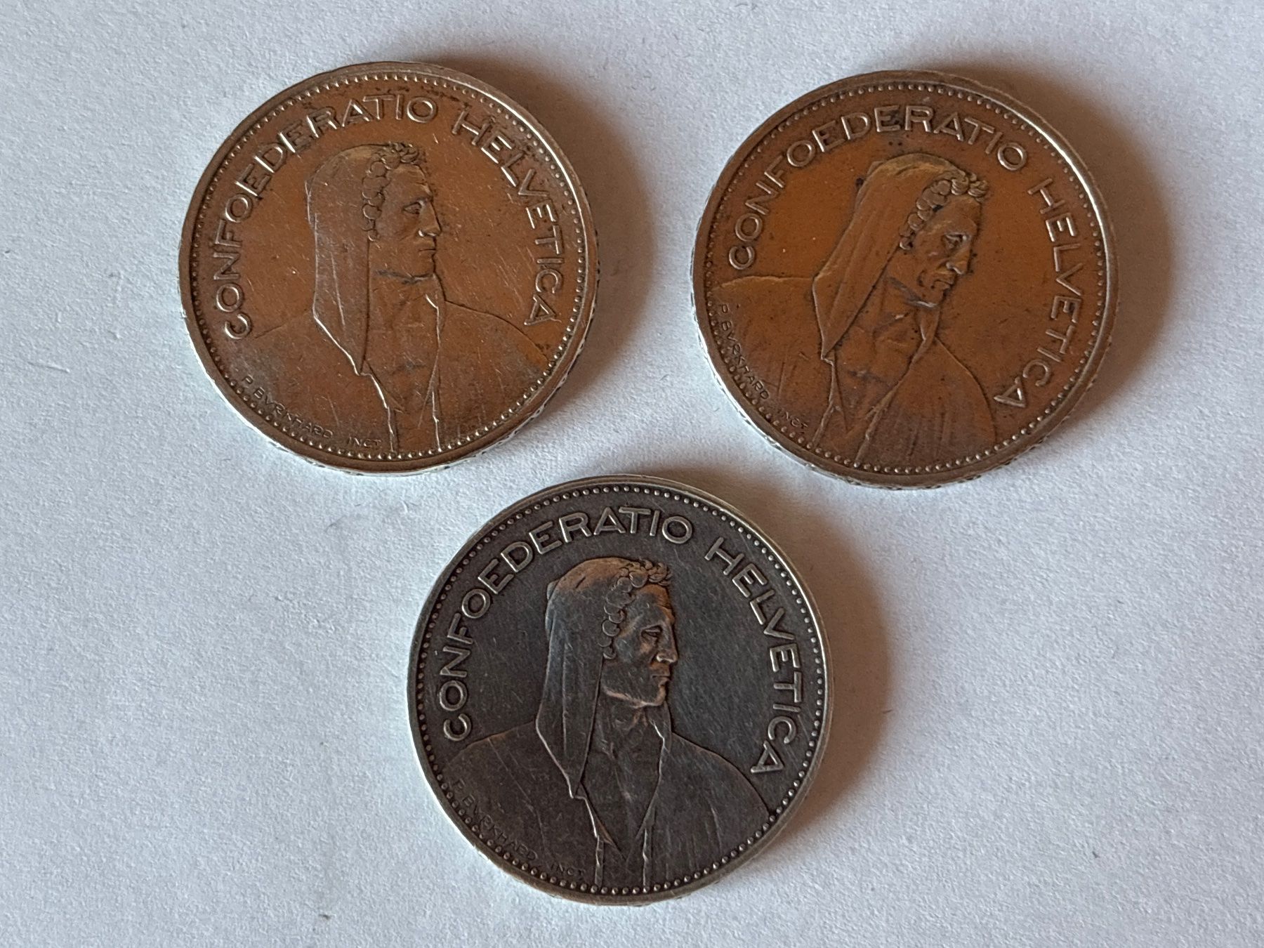Tutti le monete: 5 Franken 1932, 1933, 1935 – Usato da Salvenach venduto da Haeseli59 1