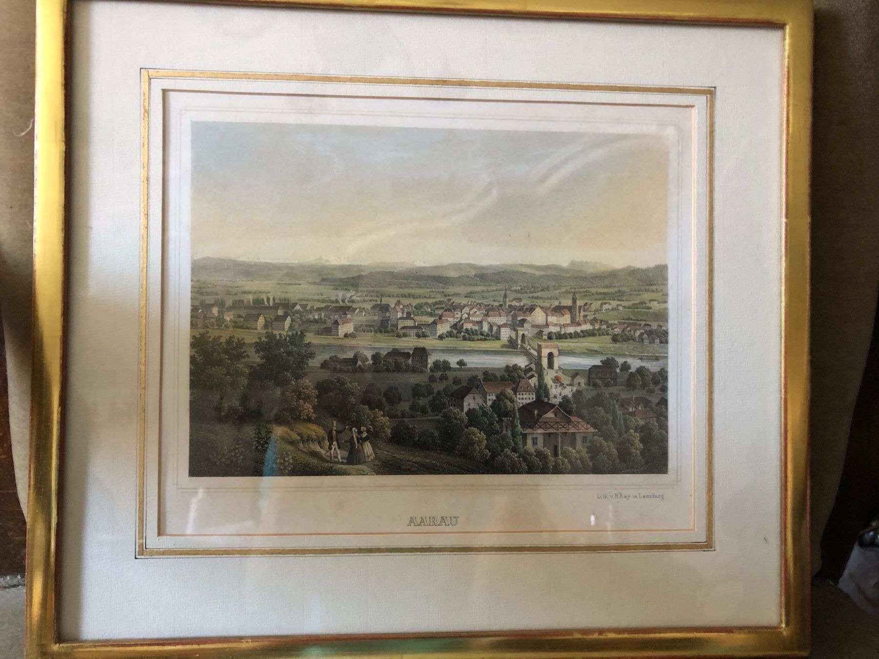 Grafica & Litografie: FARBLITHOGRAPHIE v.R.REY, Lenzburg.AARAU – Usato da Wald ZH venduto da mlnt 3