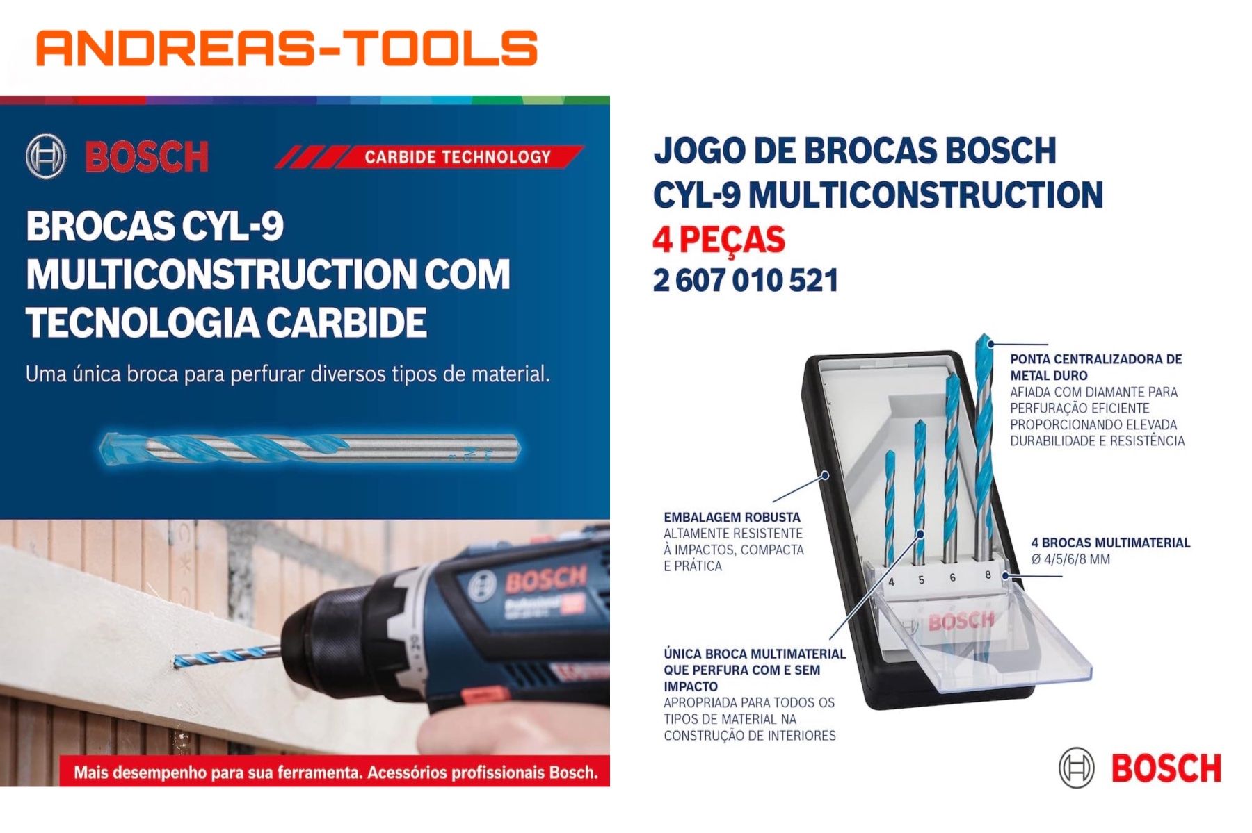 Bosch Tutti gli attrezzi: Bosch B.-Stein-Bohrer-Robust Line-Set 4-teilig. CYL-9 Multi – Nuovo e nell'imballaggio originale da Nebikon venduto da Andreas-Tools