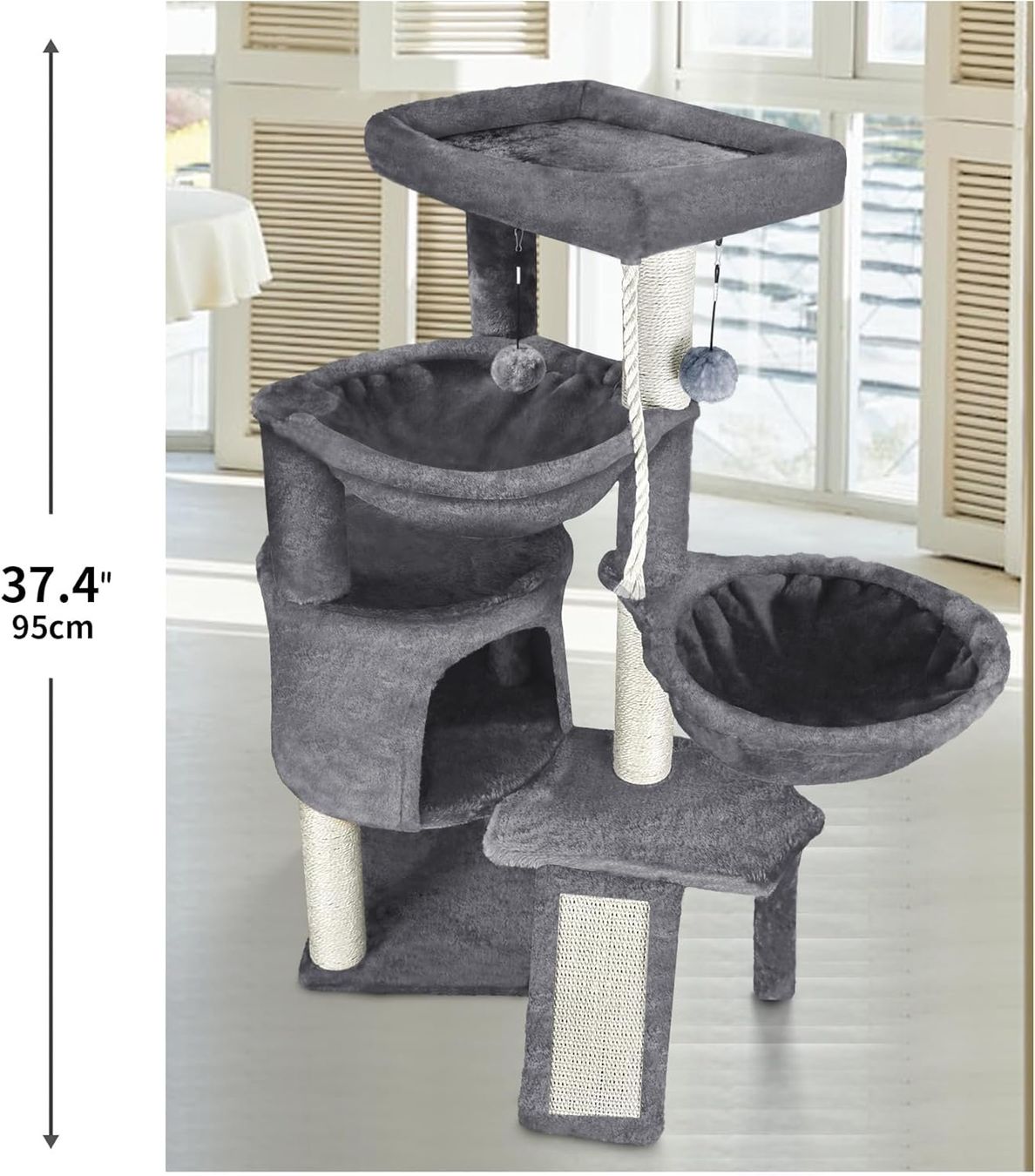 Katzenbaum - Kratzbaum: Kratzbaum Kletterbaum Katzenbaum 95cm, Katzenhaus grau – Neu und originalverpackt aus Zürich von MueDes 2