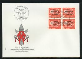 1969, FDC, BIT (D IV) Besuch von Papst Paul VI. in Genf
