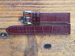 Bracelet montre Hermès cuir bordeaux 17mm