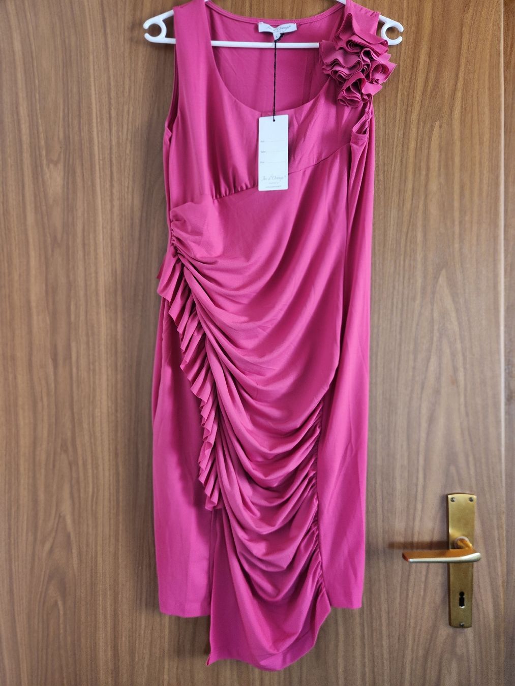 Kleider: Robe rose Jus d'Orange Paris taille L drapée fleur – Gebraucht aus Niedergösgen von Eva2410 7