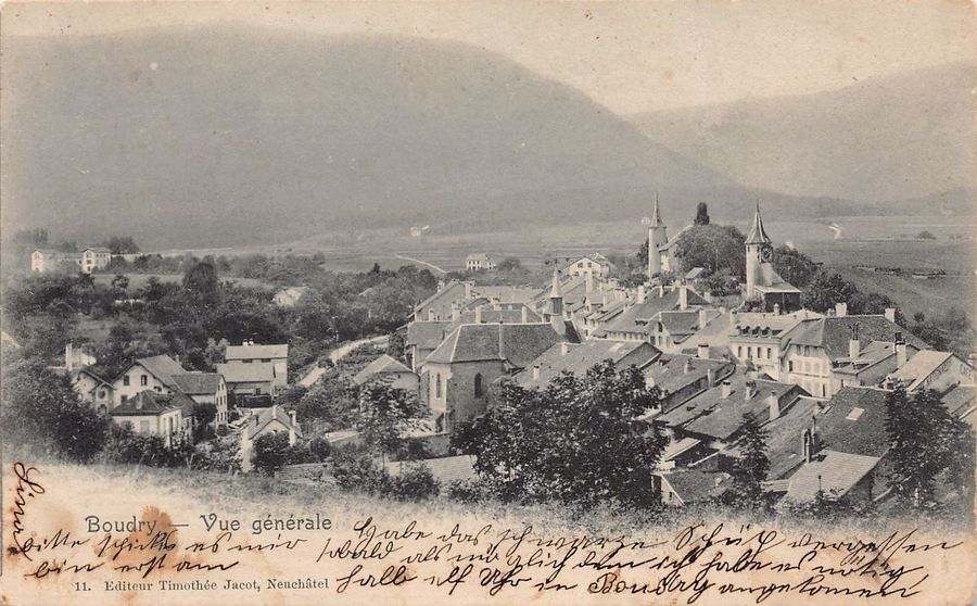 Cartoline postali: Boudry, vue générale, circulée 1905 – Usato da Frauenfeld venduto da POML