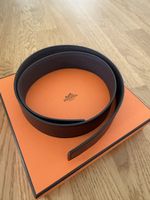 Schwarz/dunkelbrauner Hermès Gürtel 100cm