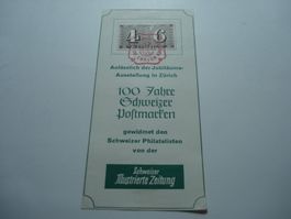 Souvenir 100 J. Postmarken, 1943, Schweizer Illustrierte