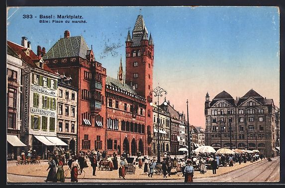 Cartes postales: Basel, Marktplatz mit Kaffeerösterei Ri – D'occasion à Berlin par bartko-reher