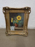 Ölgemälde Sonnenblumen in Goldrahmen signiert 1966