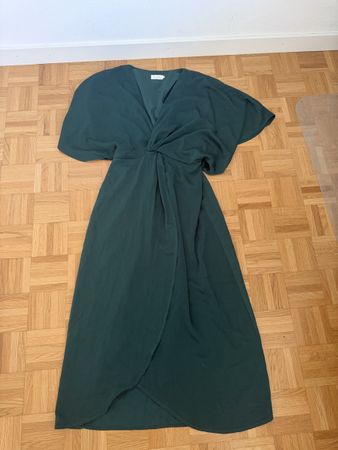 Damen Kleid Tussah dunkelgrün Grösse 12 guter Zustand
