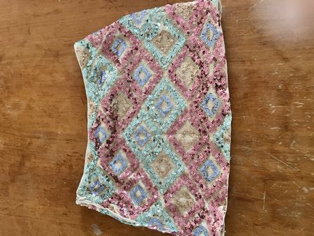 Etuikette Paillettenmuster Raute bunt Grösse unbestimmt