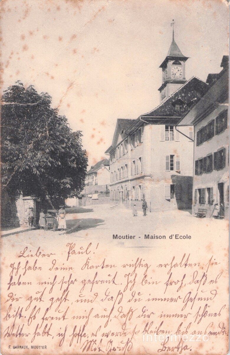Cartes postales: Moutier BE // 1902 Maison d’Ecole – D'occasion à Basel par intermezzo12