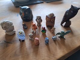 Eulen-Sammlung: 15 diverse Eulenfiguren zu verkaufen