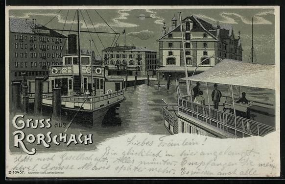 Ansichtskarten: Litho Rorschach, Partie aus dem Hafen – Gebraucht aus Berlin von bartko-reher