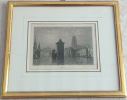 Original Stich Zürich Wellenbergturm 1834 Henry Bartlett