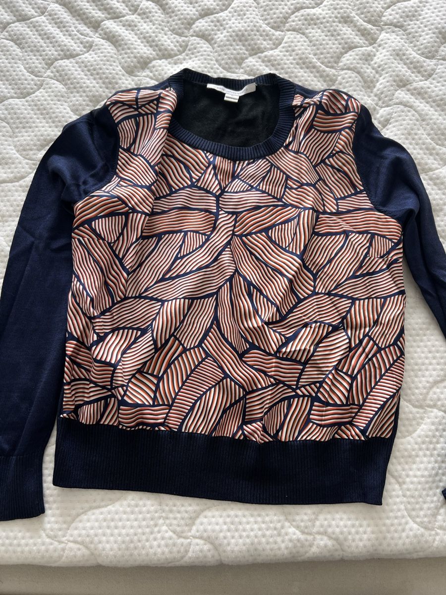 Maglioni & Felpe: D.v.F. Seidenpullover Gr. M Herbst Winter elegant blau rot – Usato da Meilen venduto da Dievondort
