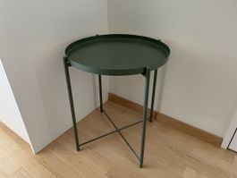 Runder Beistelltisch in Dunkelgrün, Metall