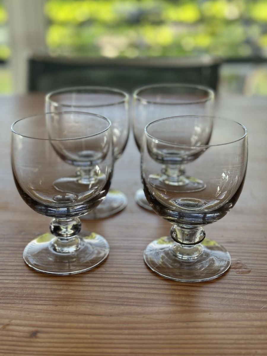 Gläser: 4 Weinglaeser Rauchglas geflammt gute Erhaltung 13cm – Gebraucht aus Lanzenhäusern von Galaa 2