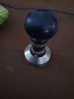 Vintage Kaffeestempel, Tamper mit Holzgriff, delonghi