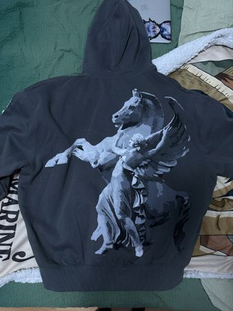 DEF Hoodie charcoal grey size M graphic print